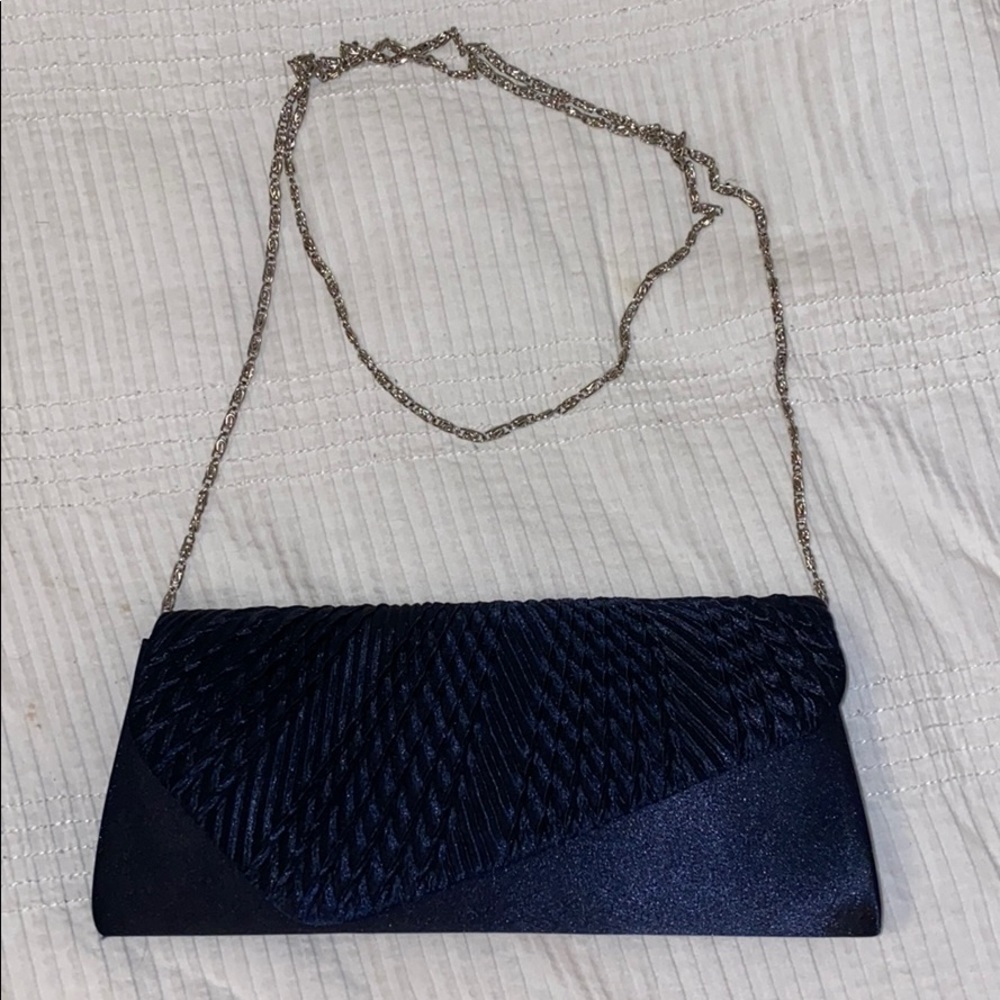 Navy satin purse